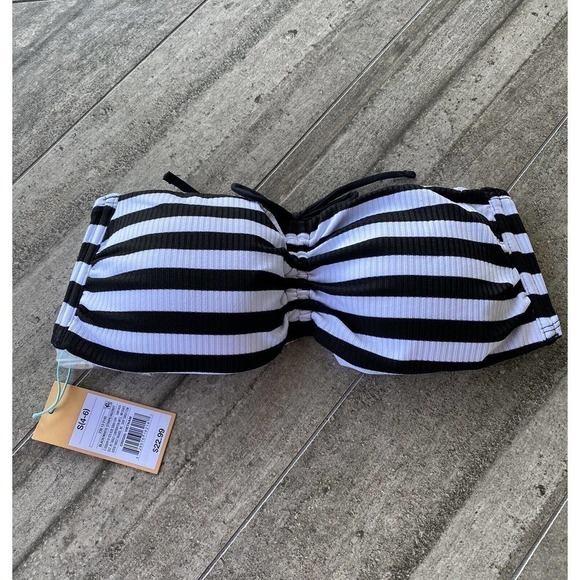 Kona Sol Bra Black White Stripes S (4-6) Swimsuit Swimwear - Picture 2 of 6